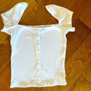 REFORMATION White Cap Sleeve Knit Top - Medium